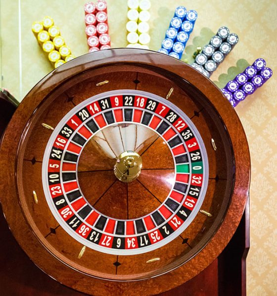 roulette wiel en chips